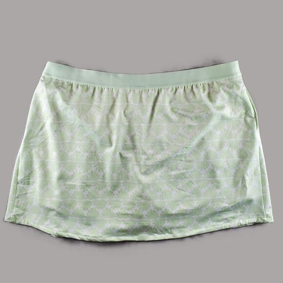 Lady Hagen Womens XXL Pull On Side Pleat Skort Mint Green Seashells Pockets New - Picture 2 of 7